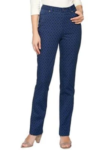 C. WONDER Size 8 Trellis Print Slim Leg Full Length Pants NAVY - Picture 1 of 3