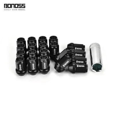BONOSS Black Cone Wheel Nuts for Jeep Compass Patriot & Hyundai Genesis Coupe - Image 1 of 4