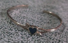 Girl's Vintage Silvertone & Turquoise Heart With Arrow Cuff Bracelet