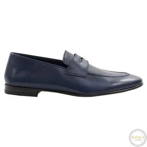 NIB Pelletieri Di Parma Blue Leather Italy Lined Moccasin Loafers Shoes 8.5 US - Picture 1 of 12