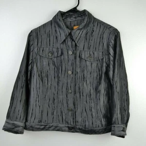 Ruby Rd Jacket 12 Petite Gray Button Front Womens Short Shacket Workwear Casual - Picture 1 of 12