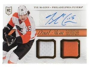 2013-14 National Treasures Hockey Dual Jersey Auto #DM-TMG Tye McGinn