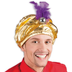 Orientalischer Turban Sultan Hut Gold 1001 Nacht Kostüm Arabische Kopfbedeckung - Bild 1 von 1