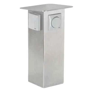 Stainless steel garden socket/socket column, 2 x Schuko sockets/1 x switch - Picture 1 of 2