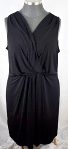 Lane Bryant VNeck Kleid Übergröße 4X 26/28 schwarz Midi gerafft vorne ärmellos - Bild 1 von 8
