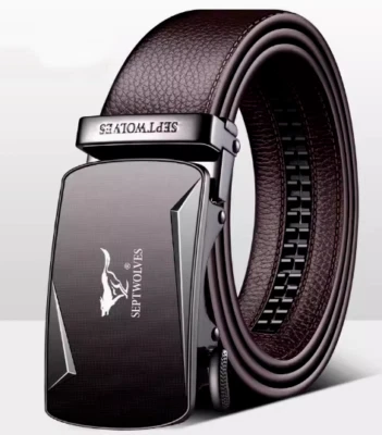 Septwolve Hombres Cinturón Cuero de Vaca Genuino Bloqueo Automático Hebilla Marrón 73811A020-35 Foto 1 de 3