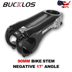 BUCKLOS 90mm ±17 degree31.8mm/28.6mm MTB Road Bike Stem Cycling Handlebars Flat - Picture 1 of 10