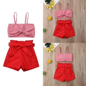 2Pcs Newborn Kids Baby Girl Bowknot Tops+Shorts Pants Outfit Clothes Set - Picture 1 of 8