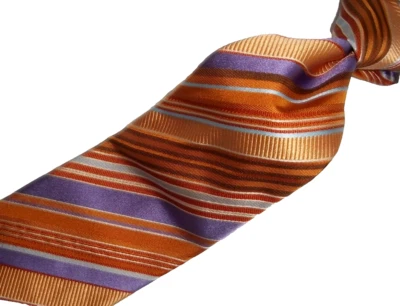 (Corbata XMI Platino Amarillo Rayas Multicolor Seda 62"XL x 4"W Foto 1 de 4