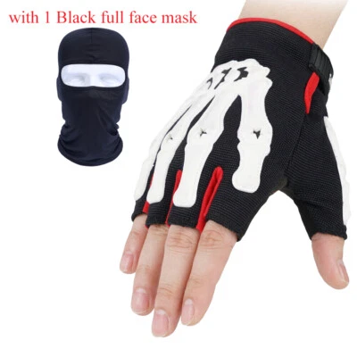 Guantes de calavera para motociclismo guantes sin dedos con máscara facial de pasamontañas para hombre Foto 1 de 4