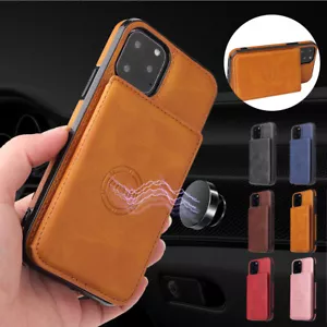 For iPhone 16 15 14 13 12 11 Pro Max XR 8 Plus Leather Card Holder Wallet Case - Picture 1 of 21