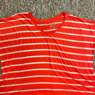 Camiseta MUDD Tops Mujer Talla Grande Rojo Blanco Rayas Camiseta Recortada Dolman Foto 1 de 4