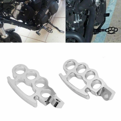 Moto Repose-Pieds Pedale Marchepieds Chrome Pour for Sportster Dyna V-Rod MS - Immagine 1 di 4