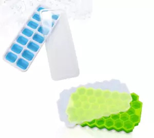 2er Pack Silikon Eiswürfelformen mit Deckel - 14 & 37 Würfelformen - BPA-frei & LFGB - Bild 1 von 7