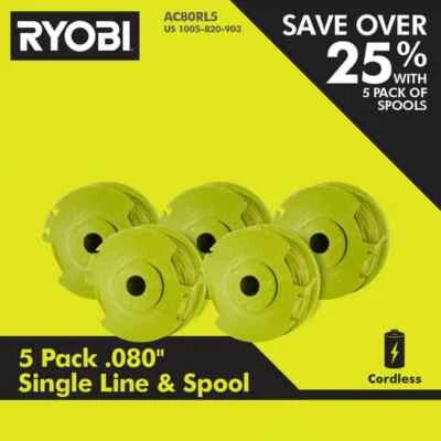 RYOBI 0.080 in. Replacement Auto-Feed Line Spools (5-Pack) - Image 1 of 4