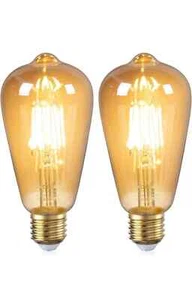 2 PACK DiCUNO E27 Edison Bulbs 60W, 2200K Amber Warm, Vintage Look, 6W LED Bulbs - Picture 1 of 3