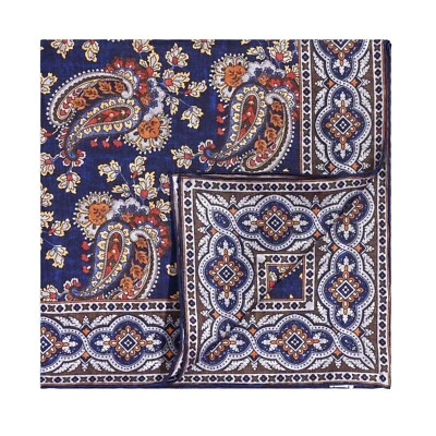 Cuadrado de bolsillo azul cachemir 21" estilo vintage siglo XIX sarga 100 % seda para hombre Foto 1 de 4