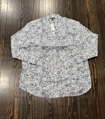 Express Button Down Shirt Men’s XL Blue White Floral Print Cotton Spandex NEW - Image 1 of 4