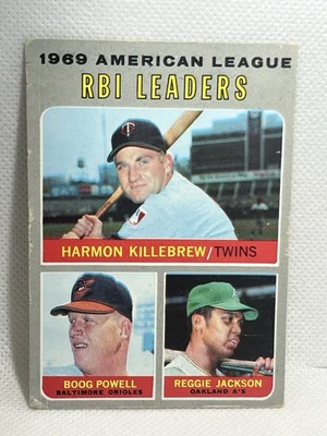 1970 Topps #64 1969 American League RBI Leaders Reggie Jackson Harmon Killebrew - Image 1 of 2