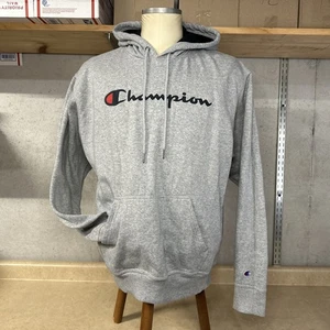 Champion Felpa con Cappuccio Pullover Felpa Classico Logo Spellout Grigio Uomo Large - Foto 1 di 4