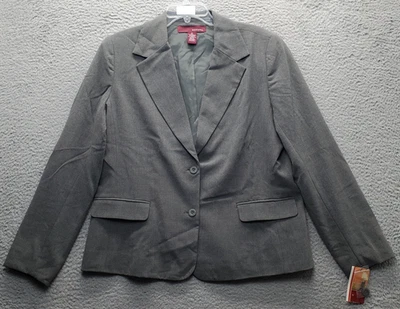 Merona Blazer Jacket Womens XL Gray Stretch Single Breasted Notch Lapel Formal - Image 1 of 4