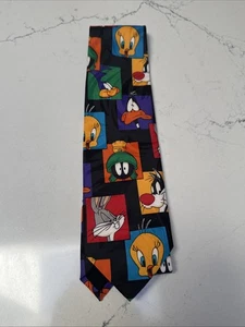 Vintage Looney Mania Tunes 100% Silk Multicolor Men’s Neck Tie approx 4x57 - Picture 1 of 3