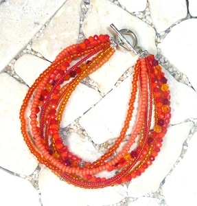 ★ DIY ★ Pulsera de 9 filas ★ naranja y rojo ★ - Imagen 1 de 3