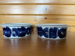 Arabia Anemone Finland #5 Blue 7 1/4" Round Vegetable Bowls - Set of 2! - Picture 1 of 5