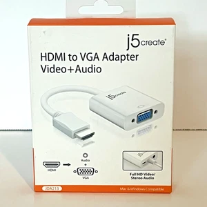 j5create HDMI To VGA Adapter Video+Audio #JDA213 - New! - Afbeelding 1 van 5