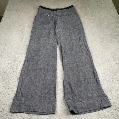 Pantalones Anthropologie Elevenses Mujer Talla 10 Gris 100% Lino Pierna Ancha Foto 1 de 4