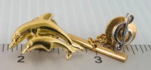 Lot of Dolphin & Clef Note Music Pin Tie Tack Gold & Silver Tone - Picture 1 of 2