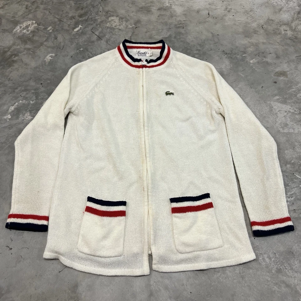 Mujer’s Vintage 60’s-70’s Haymaker Lacoste Cremallera Chaqueta Tenis Preppy Rayas 38 Foto 1 de 4