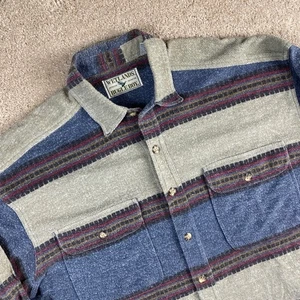 Vintage Wetlands Bugle Boy Outdoor Adventure Striped Shirt Mens Medium Button Up - Picture 1 of 9