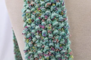 NEW 64"BLUE METALLIC WINTER SCARF~FASHION~ARTISAN~HAND CROCHET~BLING~WOOL~PASTEL - Picture 1 of 7