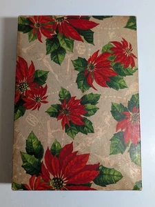 Vintage Christmas Holiday Multicolor Greeting Cards Cardboard Box Poinsettia - Picture 1 of 6