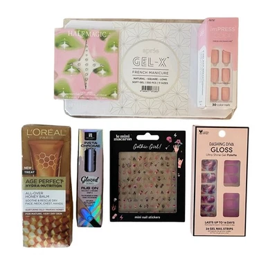 Nuevo lote de 7 piezas de belleza para manos y uñas puntas de gel pegatinas envolturas cromadas prensadas Foto 1 de 4