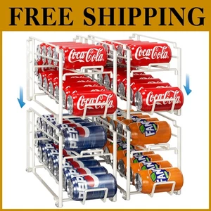 Stackable Soda Can Holder Organizer, 4 Pack, White - Foto 1 di 8