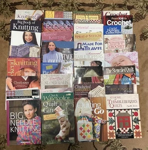 Huge Lot Of 36 Quilting,Knitting, Crochet Books - Picture 1 of 3