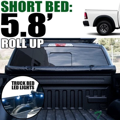 TLAPS For 2009-2018 Dodge Ram 1500 5.7' Bed Lock & Roll Tonneau Cover+LED Lights - Image 1 of 4