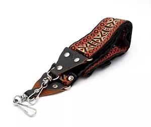 Vintage 70s Style Funky Geometric Style Camera Strap (Red and Orange) - Picture 1 of 2