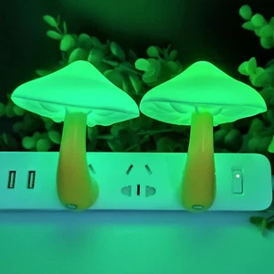 2 Pieces LED Mushroom Night Lamp Plug in Lamp Mushroom Night Light Mini Magic Mu - Picture 1 of 12