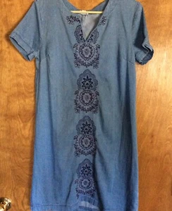 Vestido para mujer Westport azul Chambray talla 8 bordado turno (L3) - Imagen 1 de 4