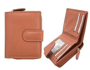 Alva RFID Blocking Damen kleine weiche cognac Leder Geldbörse braun Portemonnaie NEU - Bild 1 von 7