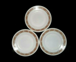 Pyrex Tableware Copper Filigree Set of 3 Bread/Side Plates - Picture 1 of 7