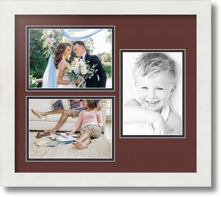 ArtToFrames Collage Mat Picture Photo Frame 3 5x7" Openings in Satin White 390 - Image 1 of 1