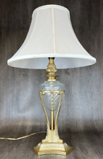 Robert Abbey Gold Accented Crystal Table Lamp & Original Shade Greek Flame