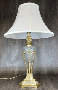 Robert Abbey Gold Accented Crystal Table Lamp & Original Shade Greek Flame - Picture 1 of 19