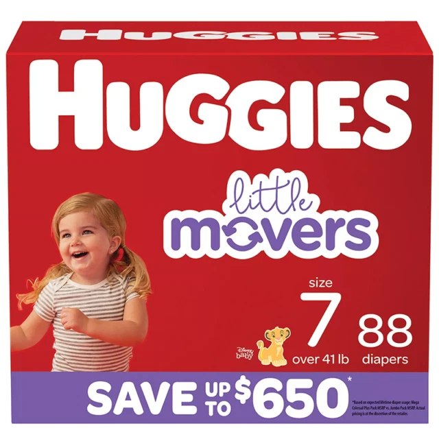 Huggies Little Movers Diapers, Size 7 - 88 Count