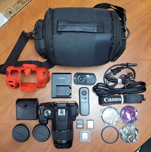 Canon EOS 2000D DSLR Camera w/18-55mm Zoom Lens + Remotes + Bag + Filters +Cover - Picture 1 of 9