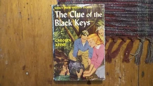 Nancy Drew Mystery Book #28, THE CLUE OF THE BLACK KEYS, Blue Tweed, DJ - Picture 1 of 4